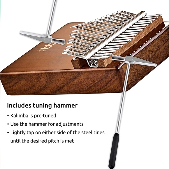 Wah-Wah Kalimba Thumb Piano, 17 Keys — Includes Tuning Hammer and Case — For Med - Picture 4 of 5